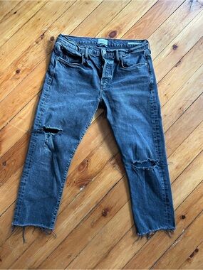 ☀️3/$25 Citizens of Humanity Black Emerson Jeans Sz 28 ripped raw hem distressed